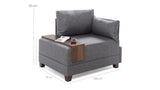 Sillón Moderno De Tela Gris Fly - Derecha - Con Mesa De Madera