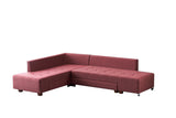Sofá cama tela rojo - XL 280x206 cm - con ruedas - Izquierdo - Manama