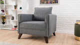 Fauteuils - Landelijke fauteuil Grijs melange geweven stof Bella - Dimehouse