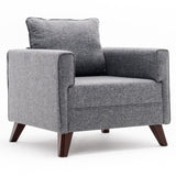 Fauteuils - Landelijke fauteuil Grijs melange geweven stof Bella - Dimehouse