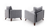 Fauteuils - Landelijke fauteuil Grijs melange geweven stof Bella - Dimehouse
