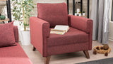 Fauteuils - Landelijke fauteuil Bordeauxrood melange geweven stof Bella - Dimehouse