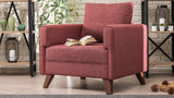 Fauteuils - Landelijke fauteuil Bordeauxrood melange geweven stof Bella - Dimehouse
