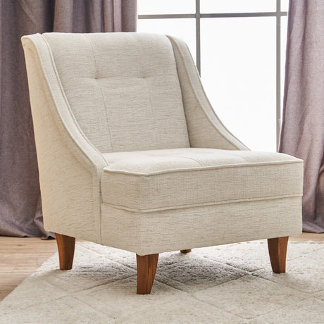 Sillón tela chenilla beige rural clásico Ella