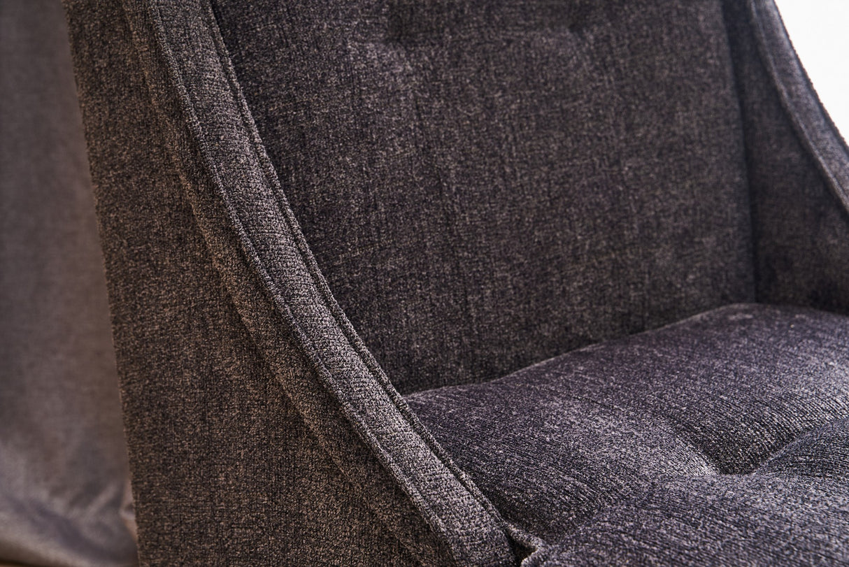 Fauteuils - Fauteuil antraciet chenille stof landelijk klassiek Ella - Dimehouse
