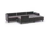 Banken - Slaapbank Antraciet stof - U - bank - XXL 300x202x152cm - Belen - Dimehouse