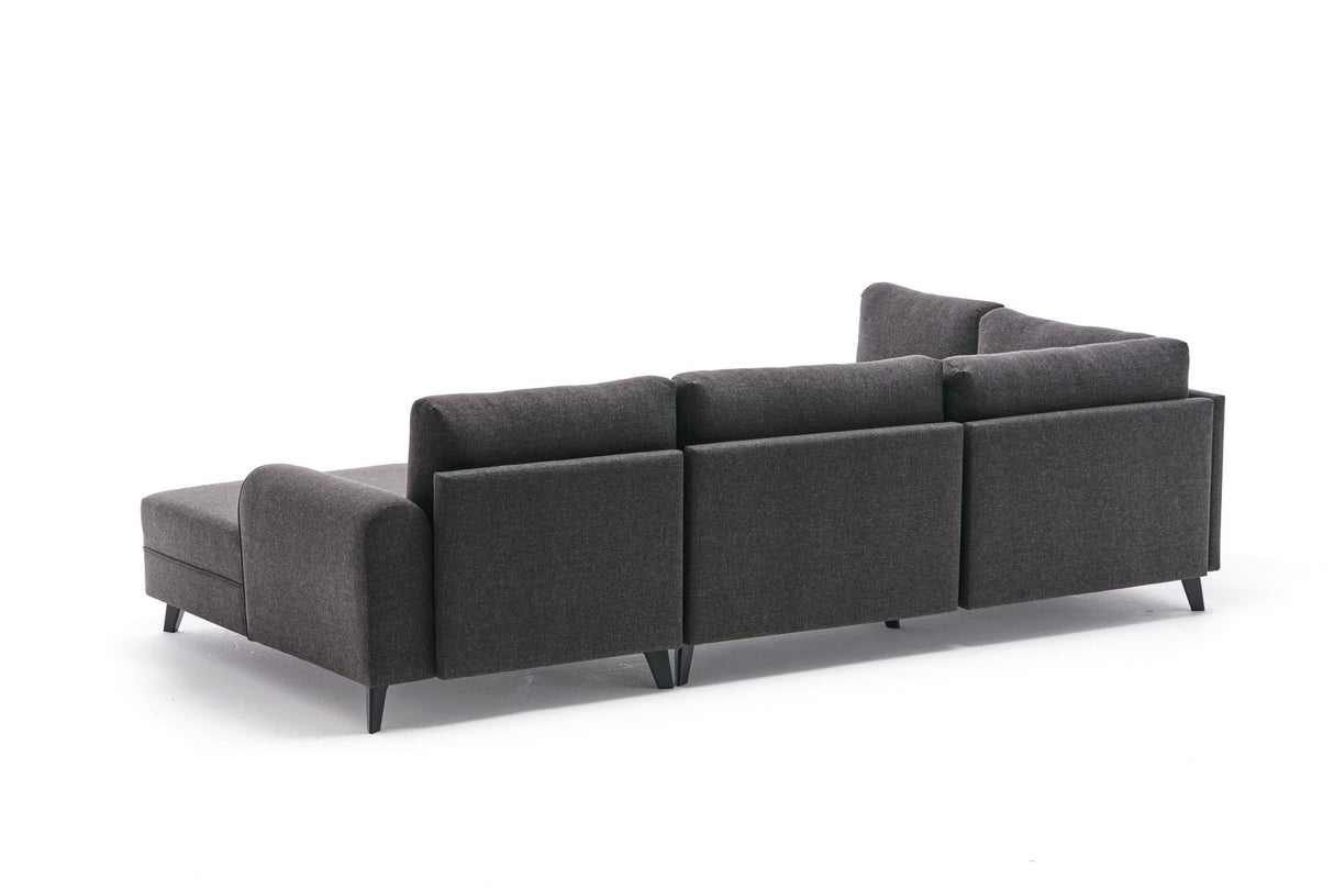 Banken - Slaapbank Antraciet stof - U - bank - XXL 300x202x152cm - Belen - Dimehouse