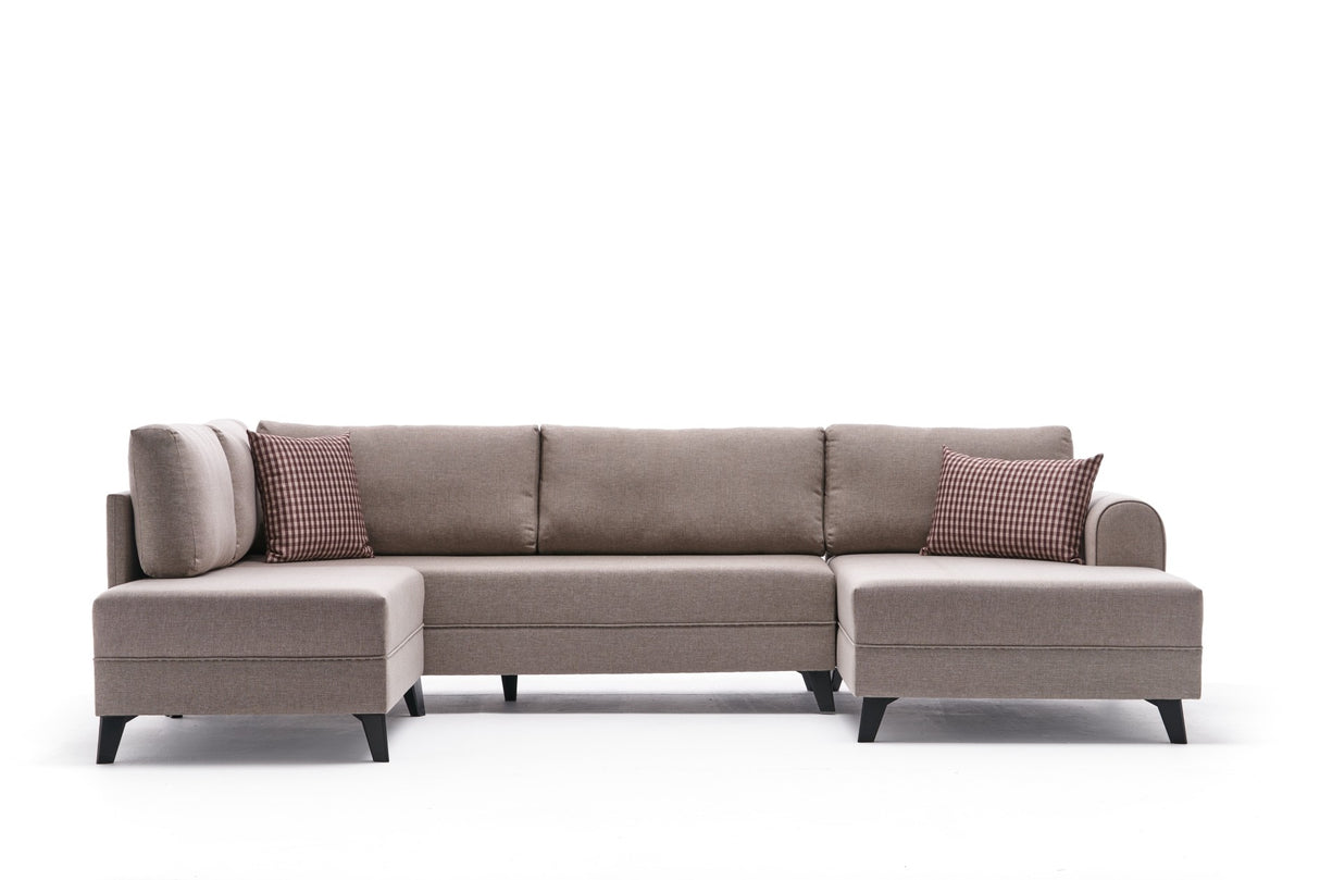 Banken - Slaapbank Beige stof - U - bank - XXL 300x202x152cm - Belen - Dimehouse
