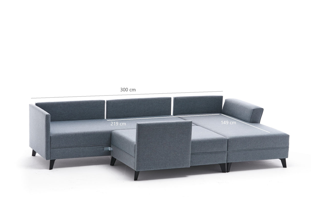 Banken - Slaapbank Rood stof - U - bank - XXL 300x202x152cm - Belen - Dimehouse