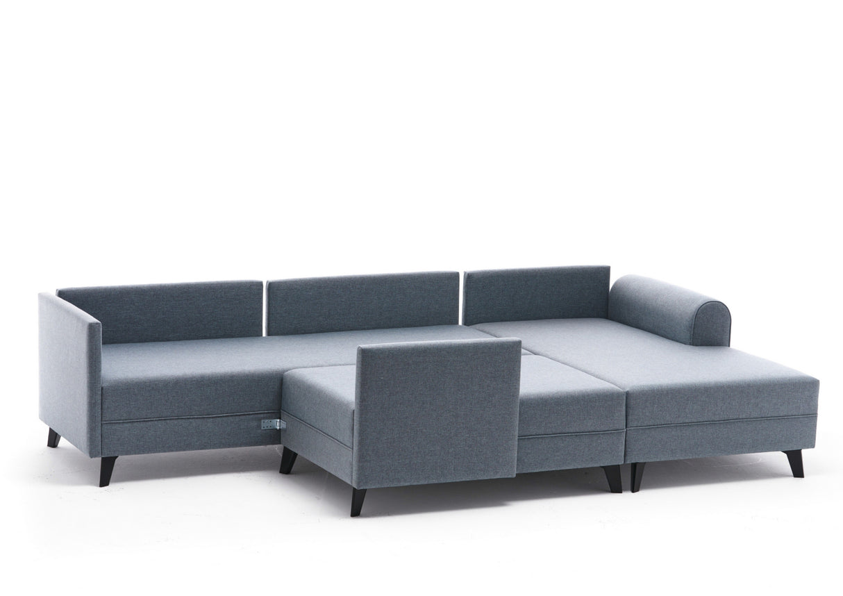 Sofá cama Tela azul - Sofá en U - XXL 300x202x152cm - Belen
