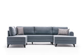 Sofá cama Tela azul - Sofá en U - XXL 300x202x152cm - Belen