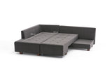 Sofá cama tela antracita - XL 280x206 cm - con ruedas - Izquierdo - Manama