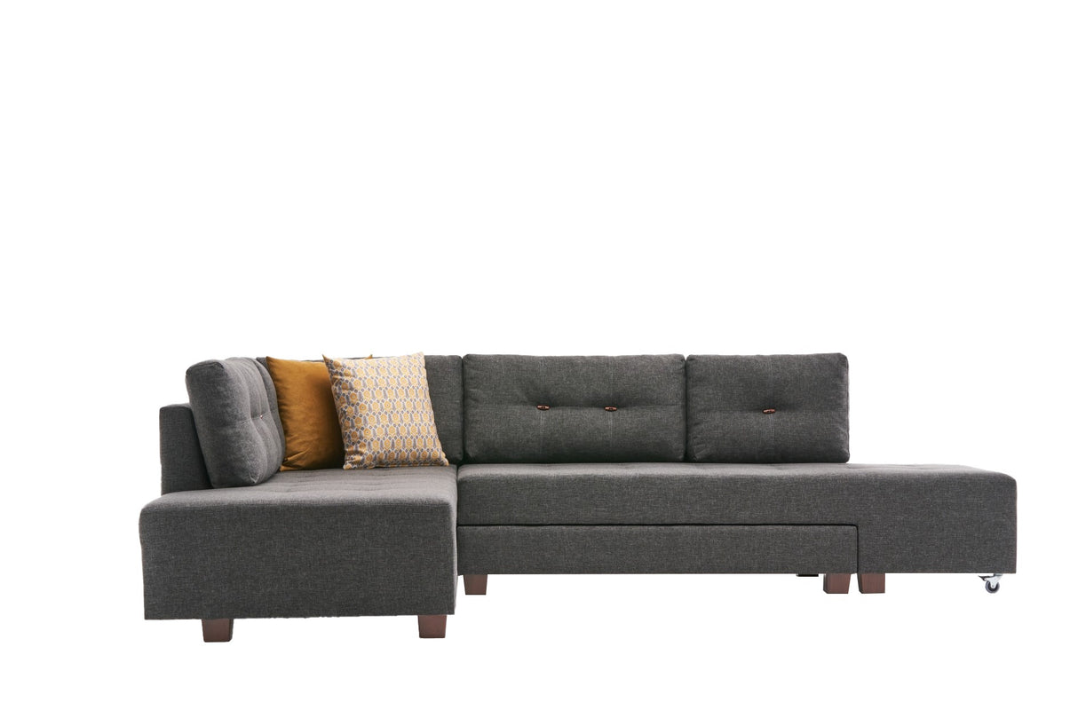 Sofá cama tela antracita - XL 280x206 cm - con ruedas - Izquierdo - Manama