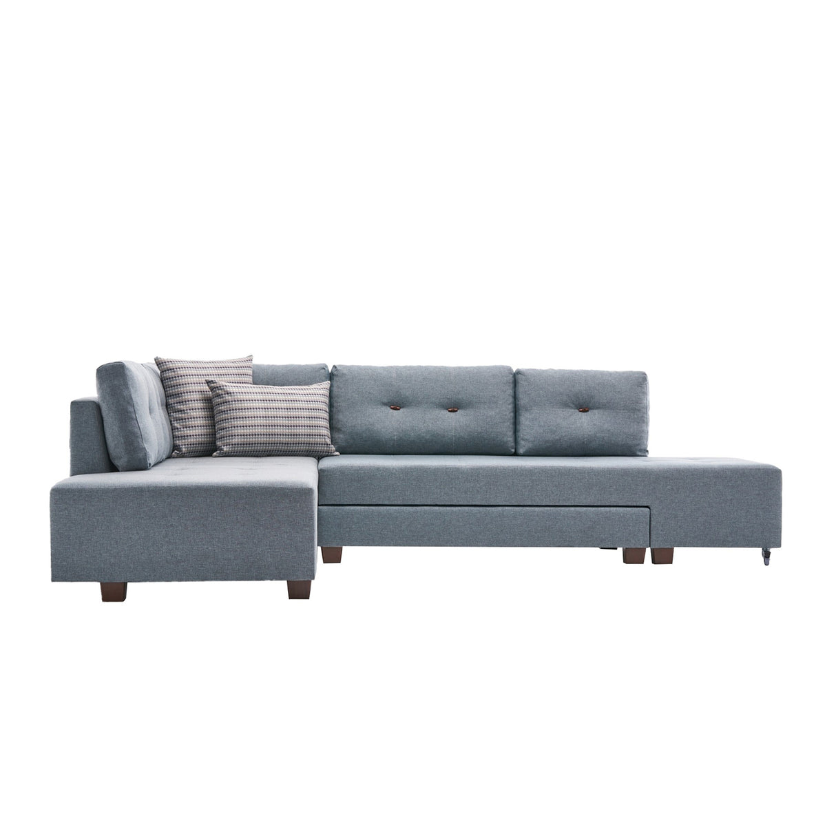 Sofá cama tela azul claro - XL 280x206 cm - con ruedas - Izquierdo - Manama