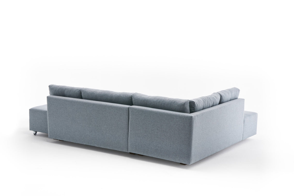 Sofá cama tela azul claro - XL 280x206 cm - con ruedas - Izquierdo - Manama