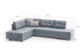 Sofá cama tela azul claro - XL 280x206 cm - con ruedas - Izquierdo - Manama