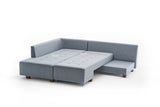 Sofá cama tela azul claro - XL 280x206 cm - con ruedas - Izquierdo - Manama