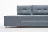 Sofá cama tela azul claro - XL 280x206 cm - con ruedas - Izquierdo - Manama