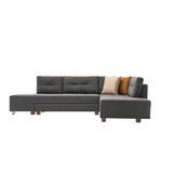 Banken - Slaapbank antraciet stof - XL 280x206 cm - met wielen - Rechts - Manama - Dimehouse