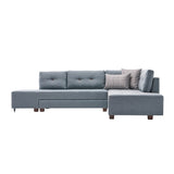 Banken - Slaapbank lichtblauw stof - XL 280x206 cm - met wielen - Rechts - Manama - Dimehouse