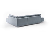 Banken - Slaapbank lichtblauw stof - XL 280x206 cm - met wielen - Rechts - Manama - Dimehouse