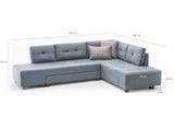 Banken - Slaapbank lichtblauw stof - XL 280x206 cm - met wielen - Rechts - Manama - Dimehouse