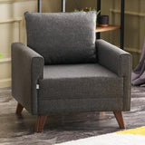 Fauteuils - Landelijke fauteuil Antraciet melange geweven Stof Bella - Dimehouse