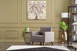 Fauteuils - Landelijke fauteuil Taupe melange geweven stof Bella - Dimehouse
