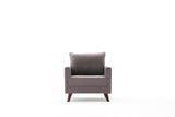 Fauteuils - Landelijke fauteuil Taupe melange geweven stof Bella - Dimehouse