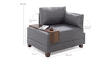 Fauteuils - Moderne Fauteuil Bruin Stof Fly - Rechts - Met Houten Tafeltje - Dimehouse