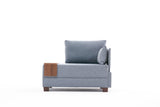 Sillón Moderno De Tela Azul Fly - Derecha - Con Mesa De Madera