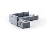 Sofá cama tela azul - XXL 280 x 210 - Izquierdo - Fly