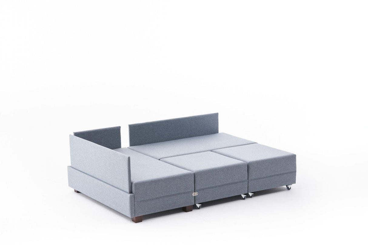 Sofá cama tela azul - XXL 280 x 210 - Izquierdo - Fly