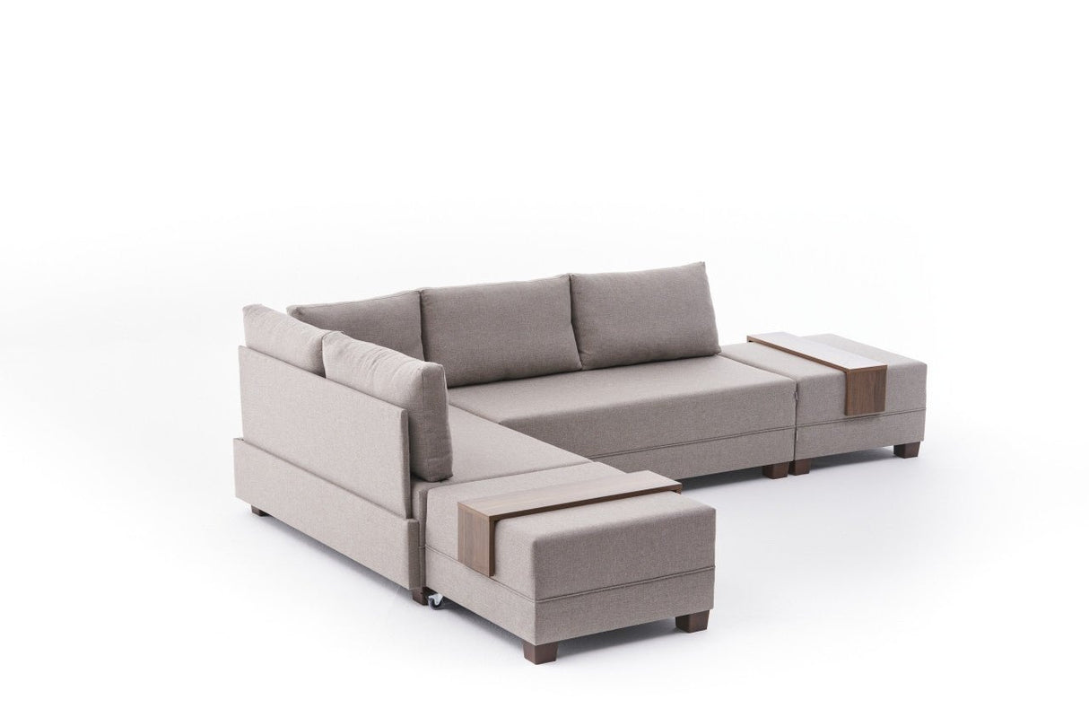 Sofá cama tela champagne - XXL 280 x 210 - Izquierdo - Fly