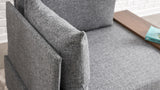 Sillón Moderno Tela Gris Fly - Izquierdo - Con Mesa De Madera