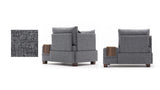 Sillón Moderno Tela Gris Fly - Izquierdo - Con Mesa De Madera