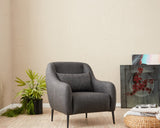 Fauteuils - Scandinavische fauteuil Antraciet gemêleerde linnen stof met kussen Venus - Dimehouse