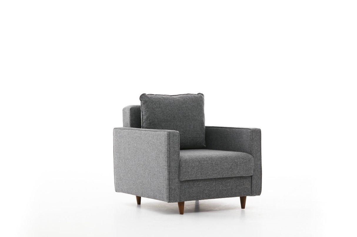 Fauteuils - Modern landelijke fauteuil grijs stof Eva - Dimehouse