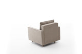 Fauteuils - Modern landelijke fauteuil zandkleurige stof Eva - Dimehouse