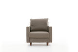 Fauteuils - Modern landelijke fauteuil zandkleurige stof Eva - Dimehouse