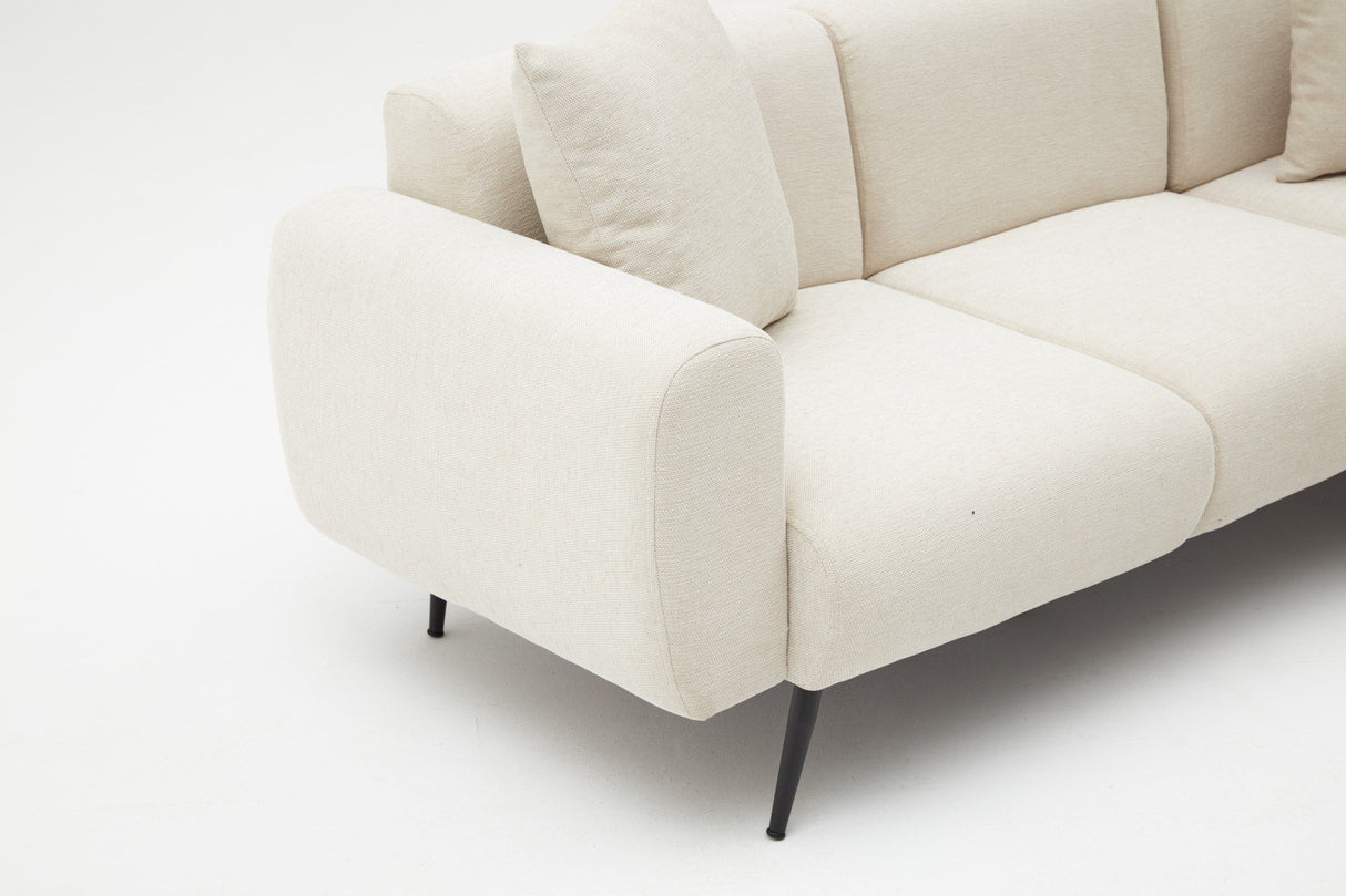 Banken - Hoekbank crème stof - Hoge slanke poten - massief binnenwerk - 252 x 155 cm - Side - Dimehouse