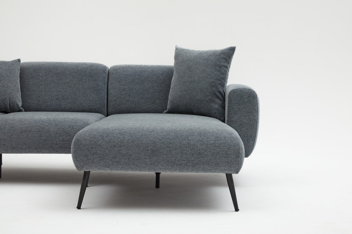 Banken - Hoekbank antraciet stof - Hoge slanke poten - massief binnenwerk - 252 x 155 cm - Side - Dimehouse