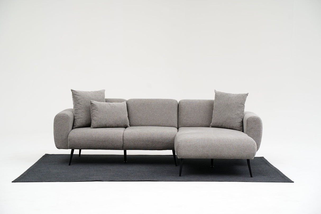 Banken - Hoekbank grijze stof - Hoge slanke poten - massief binnenwerk - 252 x 155 cm - Side - Dimehouse