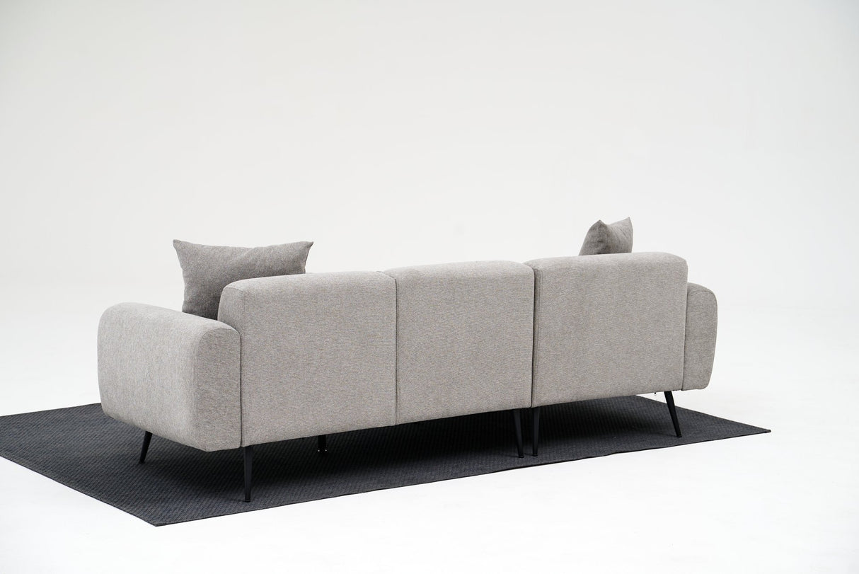 Banken - Hoekbank grijze stof - Hoge slanke poten - massief binnenwerk - 252 x 155 cm - Side - Dimehouse