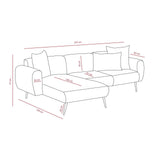 Banken - Hoekbank grijze stof - Hoge slanke poten - massief binnenwerk - 252 x 155 cm - Side - Dimehouse