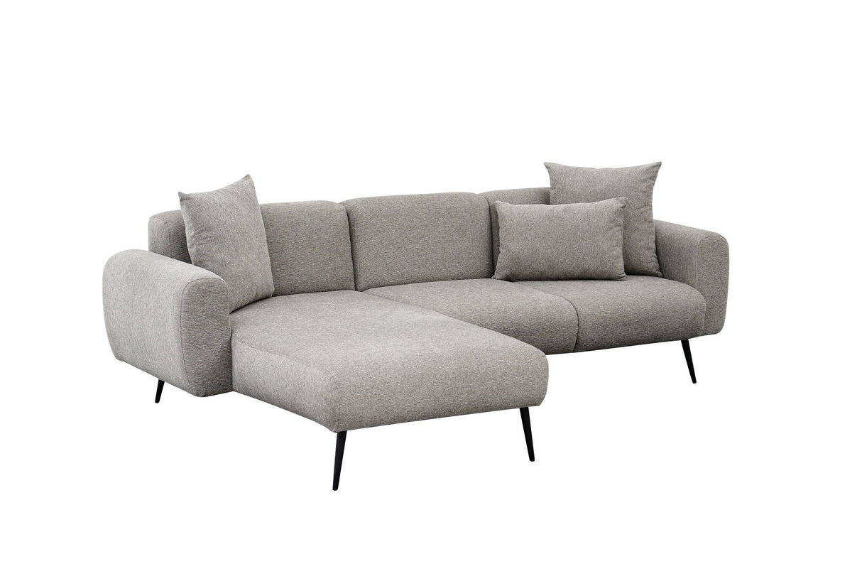 Banken - Hoekbank grijze stof - Hoge slanke poten - massief binnenwerk - 252 x 155 cm - Side - Dimehouse