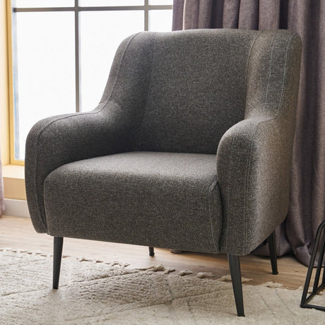 Sillón moderno tejido lino Antracita con pata alta Revos