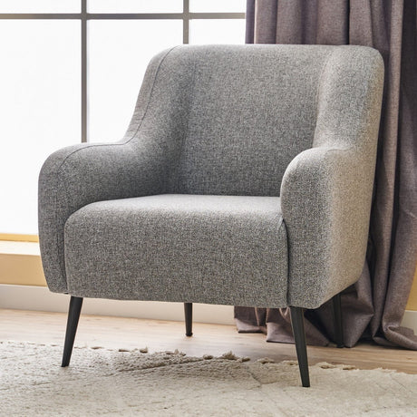 Sillón moderno de tela de lino gris con pata alta Revos
