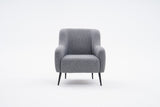 Sillón moderno de tela de lino gris con pata alta Revos