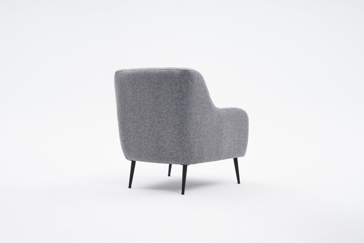 Sillón moderno de tela de lino gris con pata alta Revos